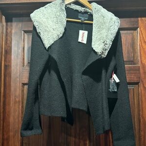 Black Jacket with Faux Fur Collar